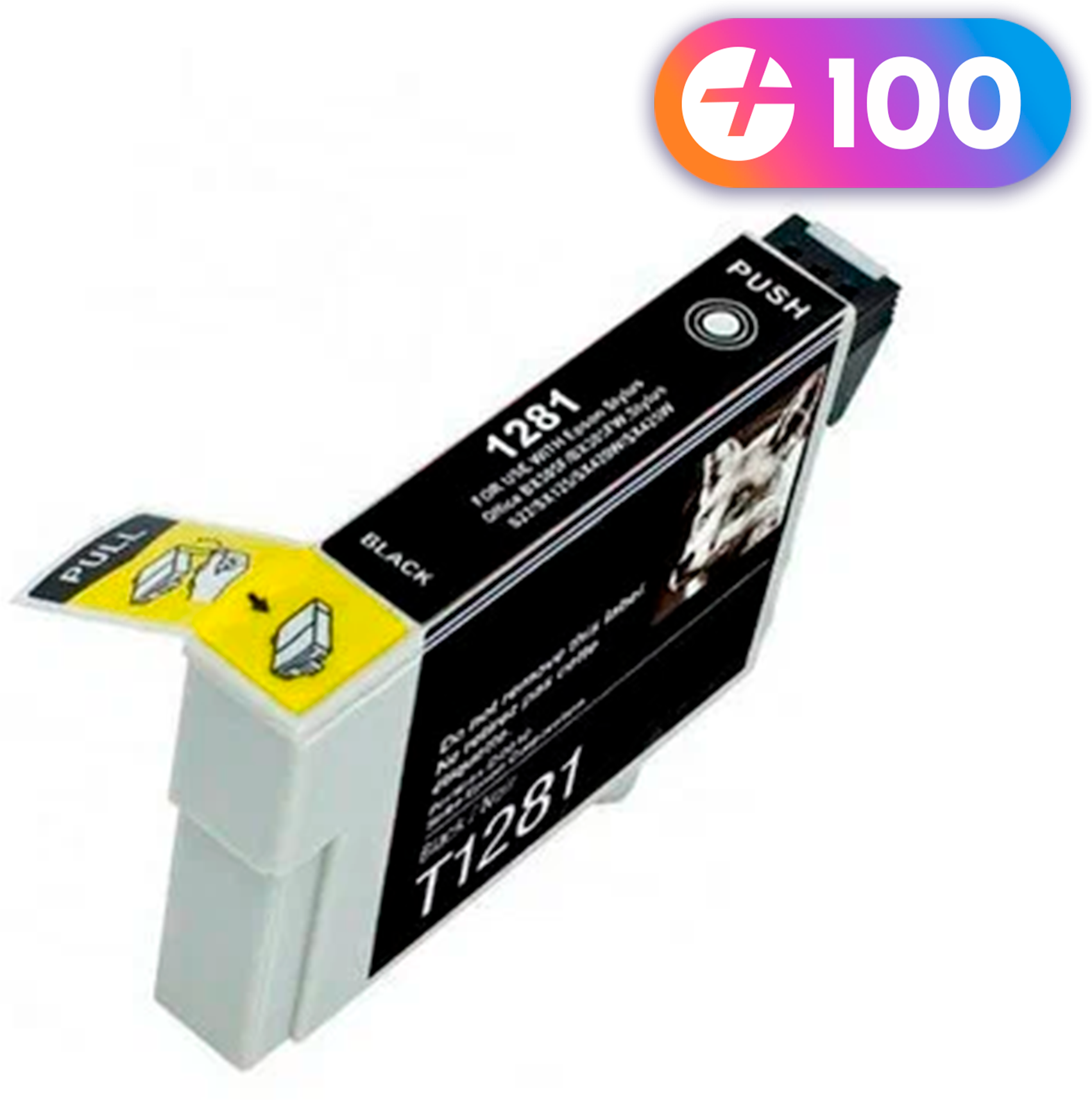 Картридж для Epson T1281, S22, SX125, SX130, SX230, SX235W, SX420W, SX425W, SX430W, SX435W, SX438W, SX440W и др. с чернилами черный новый заправляемый