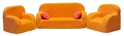 Мебель для кукол Стройтехсервис Диван, 2 кресла, оранжевые (КР-420)