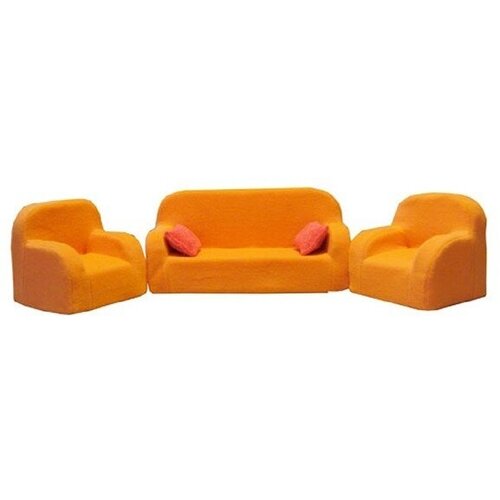 Мебель для кукол Стройтехсервис Диван, 2 кресла, оранжевые (КР-420)