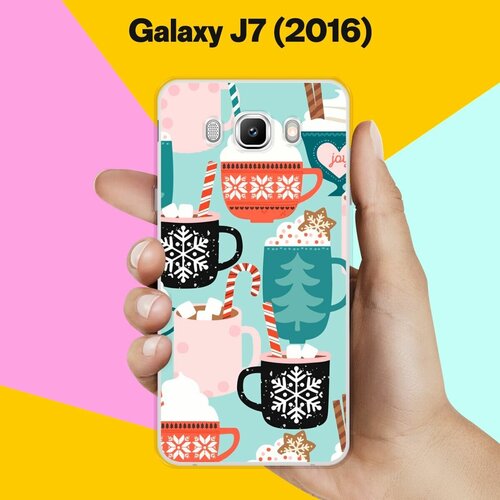 Силиконовый чехол на Samsung Galaxy J7 (2016) Узор новогодний / для Самсунг Галакси Джей 7 (2016) матовый силиконовый чехол дед мороз в венке на samsung galaxy j7 2016 самсунг галакси джей 7 2016