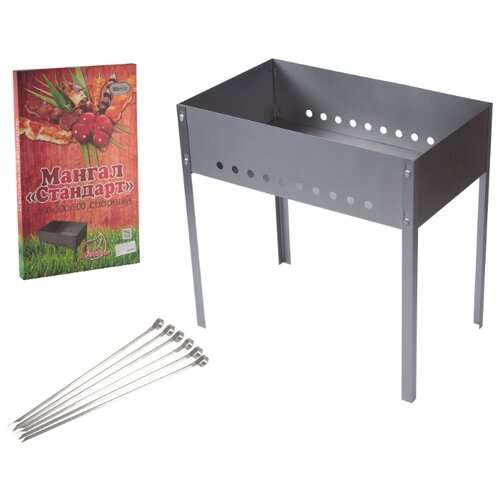 Мангал,182488,ТД Метиз, 500*300*140 (0,5)+6 шампуров, в коробке, хром
