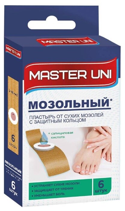 Master Uni Мозольный лейкопластырь, 6 шт.