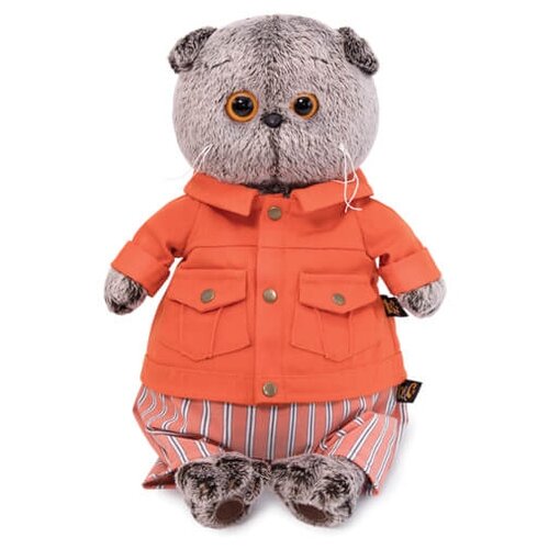 фото Мягкая игрушка basik&co басик в оранжевой куртке и штанах 22 см 22 см
