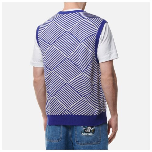 фото Мужской жилет butter goods parquet knit синий, размер m