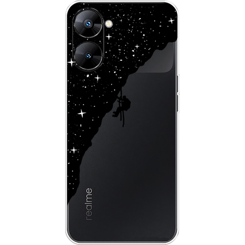 Силиконовый чехол на Realme V30 5G/V30T 5G / Реалми V30 5G/V30T 5G Скалолаз в космосе, прозрачный силиконовый чехол на realme v30 5g реалми v30 5g планеты в космосе прозрачный