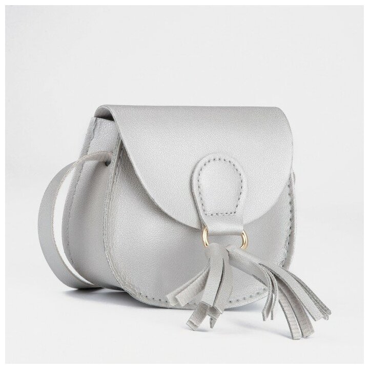 фото Сумка детская Кисточки, 12*4,5*9, отдел на клапане, дл ремешок, серый 9304722