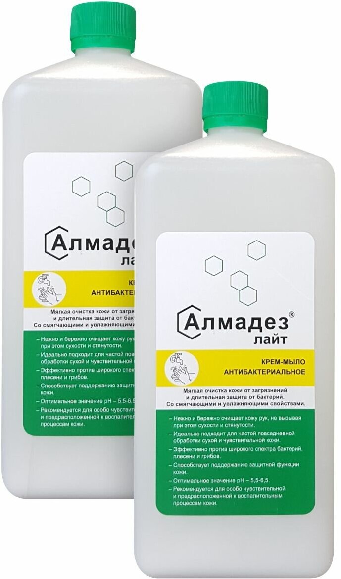 Антибактериальное жидкое мыло Алмадез Лайт 1 литр х 2 шт.