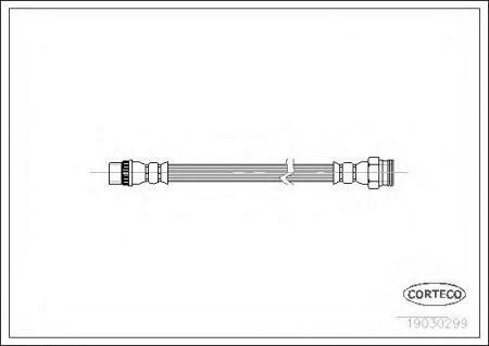 Шланг тормозной CITROEN: C2 1.1/1.4/1.4 16V/1.4 HDi/1.6/1.6 HDi/1.6 VTS 03-, C3 1.1 i/1.4 16V/1.4 16V HDi/1.4 HDi/1.4 i/1.4 i Bivalent/1.6 16V/1.6 16 CORTECO 19030299