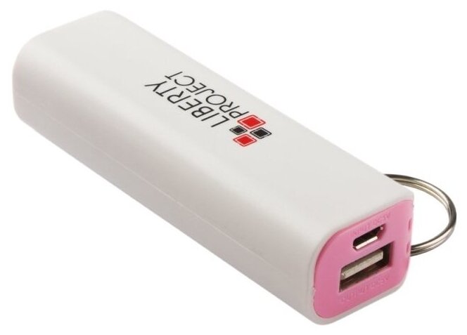 Внешний аккумулятор "LP" 2600 мАч Li-ion USB выход 1А (белый с розовым/коробка)