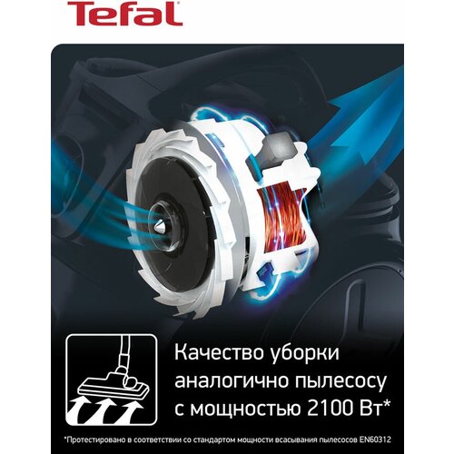 Пылесос Tefal TW4853EA, 550Вт, черный/красный [7211005010]