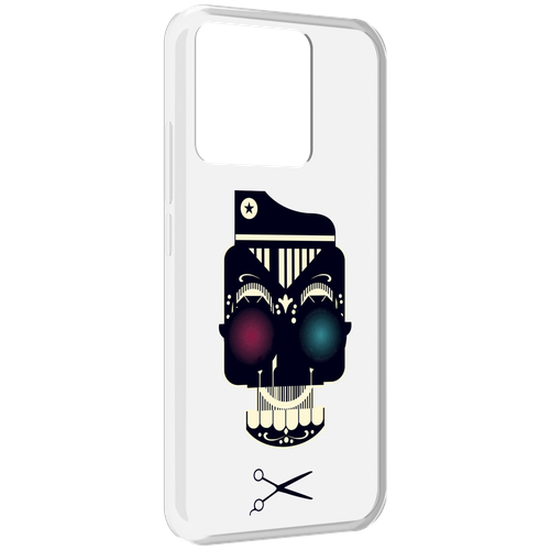 Чехол MyPads черно белый скелет с яркими глазами для Xiaomi Redmi 10A задняя-панель-накладка-бампер