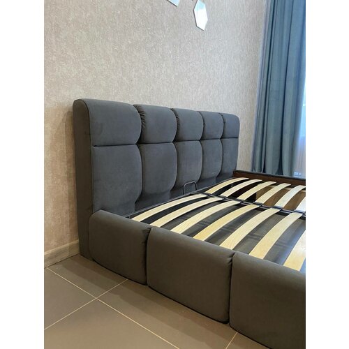 VIERO Двуспальная кровать Марракеш мягкое изголовье с размером спального места 200х200 с ортопедическим основанием и подъемным механизмом