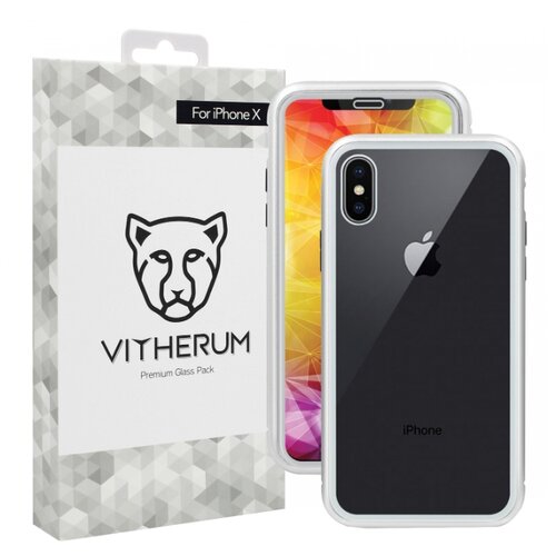 фото Чехол Vitherum SILVER Premium Glass Pack для Apple iPhone X/Xs серебряный