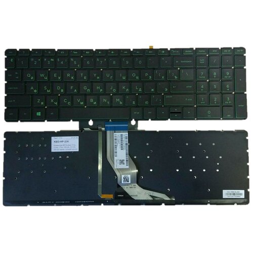 Клавиатура для ноутбука HP Pavilion 15-bs, 15-bw, 17-bs, 250 G6, 255 G6, 258 G6 черная, кнопки зеленые, с подсветкой клавиатура для ноутбука hp pavilion 15 p 17 f черная с красной подсветкой