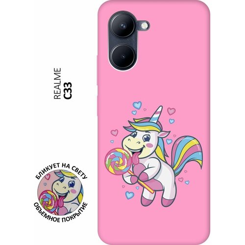 Матовый чехол Unicorn and candy для realme C33 / Рилми С33 с 3D эффектом розовый матовый чехол unicorns and candies для realme c33 рилми с33 с 3d эффектом розовый