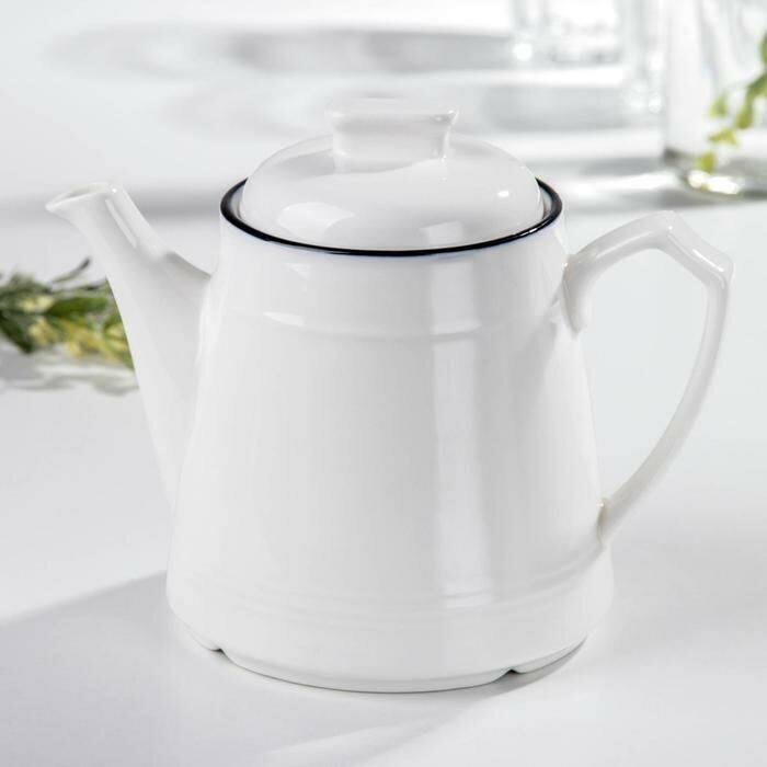 фото Чайник заварочный "Морской бриз" 1000 мл фарфор с крышкой цвет белый