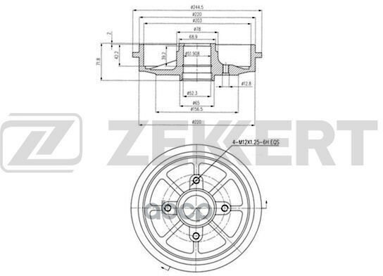 Барабан Торм. Задн. Citroen C2 03- C3 I Ii 02- Peugeot 1007 05- 208 13- Zekkert арт. bs-5528