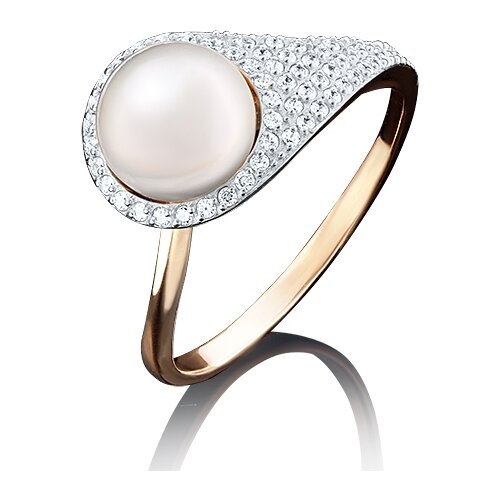 фото Платина кольцо из красного золота с жемчугом и фианитом 01-3649-00-302-1110-33