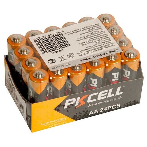 Батарейка (солевой элемент питания) PKCELL, 1,5 В, R6P-4S-24 тип - AA 24 шт пленка