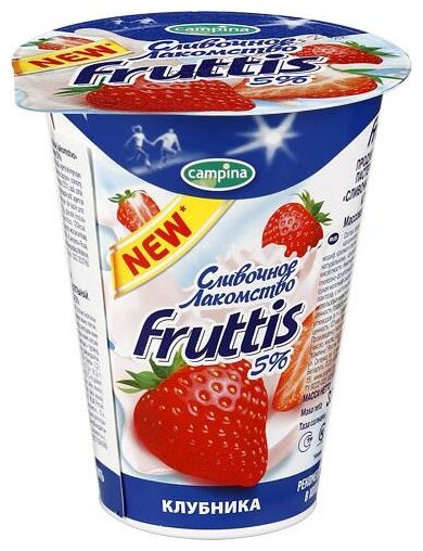Йогуртный продукт Fruttis сливочное лакомство клубника 5%, 290 г