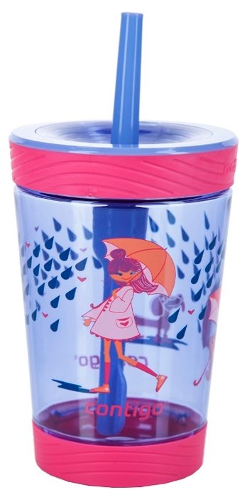 Детский стакан с соломинкой Spill proof tumbler Wink raining cats & dogs, 0.42 л contigo0771