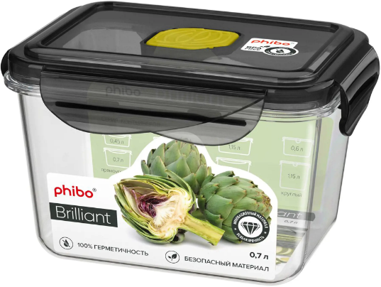 Контейнер для продуктов Phibo Brilliant герметичный, 1,35 л - фото №3