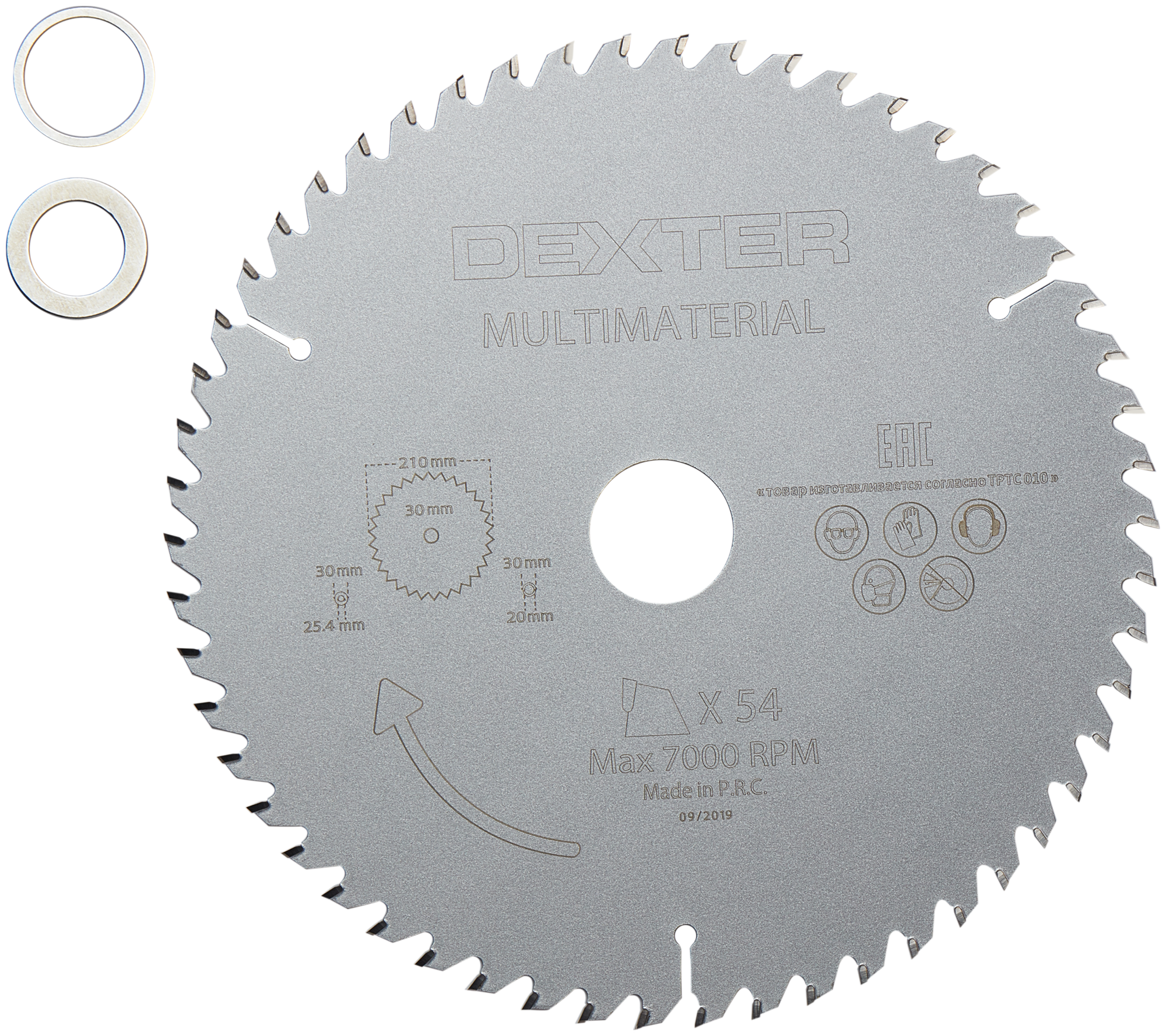 фото Диск пильный универсальный Dexter FD-E052103054T 54Т 210x30x1.5 мм, кольца: 20 и 25.4