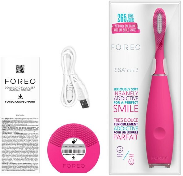 FOREO ISSA mini 2 Звуковая зубная щетка, Wild Strawberry - фотография № 4