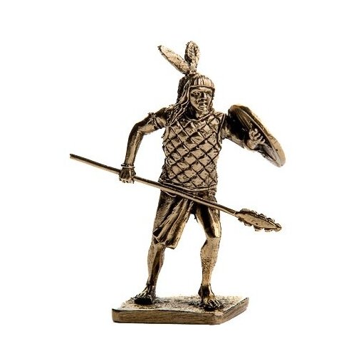 Бронзовая статуэтка Воин с копьем (серия Ацтеки. Покорение Америки)