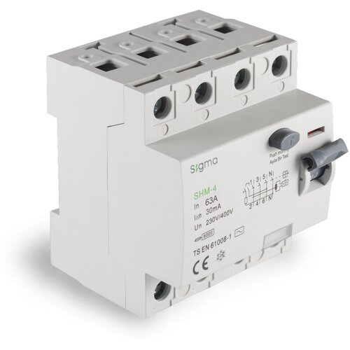 Устройство защитного отключения AC 4P 30mA 6kA 63A SIGMA ELEKTRIK hager устройство защитного отключения 4p 63a 30ma ac 161639