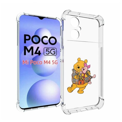 Чехол MyPads модный-медведь-из-винни-пуха для Xiaomi Poco M4 5G задняя-панель-накладка-бампер