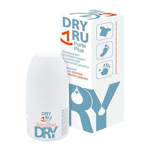 Dry RU Дезодорант-антиперспирант Forte Plus, ролик, флакон, 50 мл