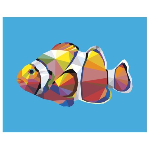 Геометрическая модель рыбы-клоун Раскраска картина по номерам на холсте раскраска рыбы