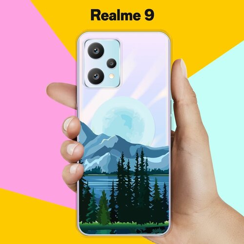 Силиконовый чехол на realme 9 Луна / для Реалми 9 4 Джи силиконовый чехол на realme 9 гирлянда для реалми 9 4 джи