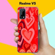 Силиконовый чехол на realme V5 Красные Сердца / для Реалми Ви5 5 Джи