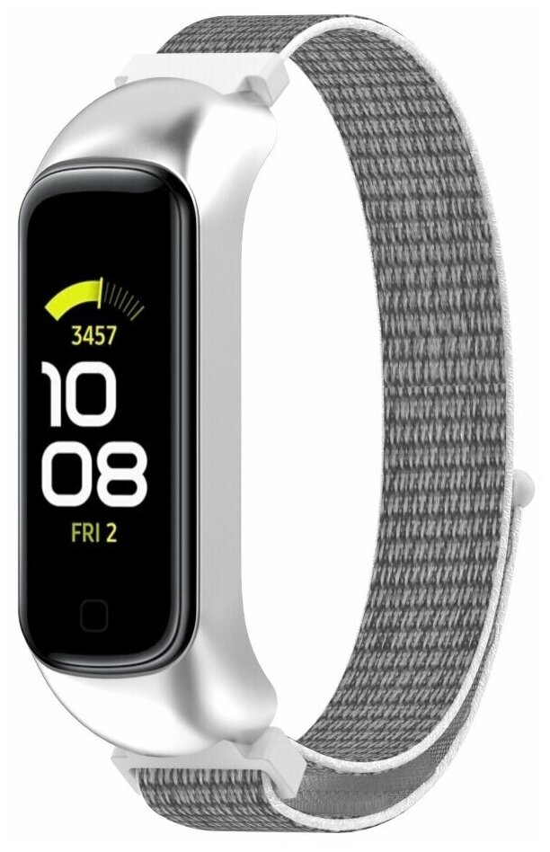 Нейлоновый браслет с металлической оправой для Samsung Galaxy Fit 2 SM-R220 (серый)