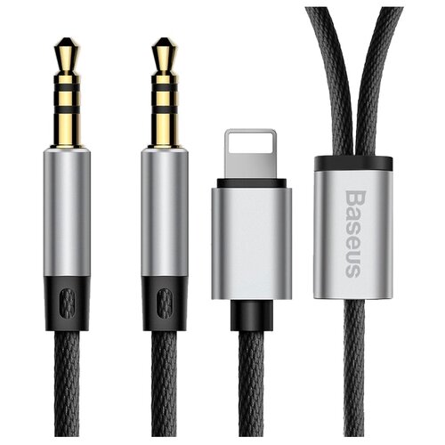 фото Кабель Baseus mini jack 3.5 mm - Lightning/mini jack 3.5 mm (L33) 1.2 м серебристый/черный