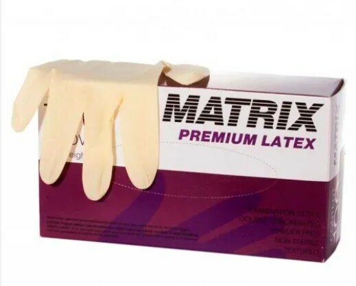 Перчатки латексные медицинские MATRIX PREMIUM LATEX, цвет: желтый, размер S, 100 шт. (50 пар) двойной хлоринации