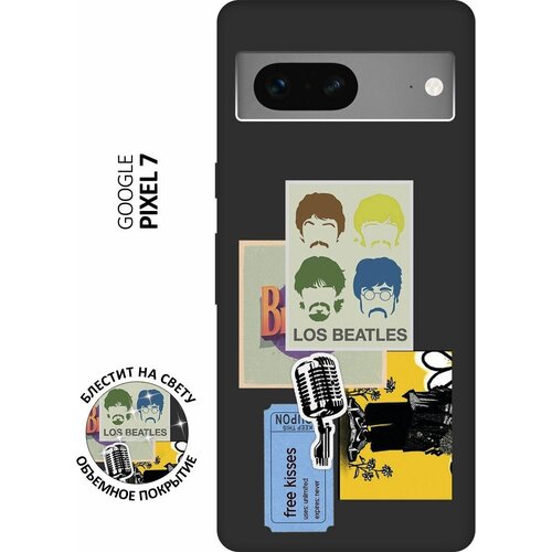 Матовый Soft Touch силиконовый чехол на Google Pixel 7, Гугл Пиксель 7 с 3D принтом Beatles Stickers черный матовый soft touch силиконовый чехол на realme 7 рилми 7 с 3d принтом beatles stickers черный