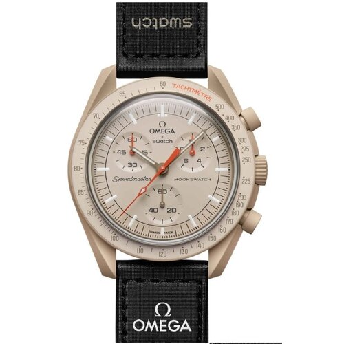 фото Наручные часы swatch часы omega x swatch mission to jupiter moonswatch ( so33c100), оригинал, черный, бежевый