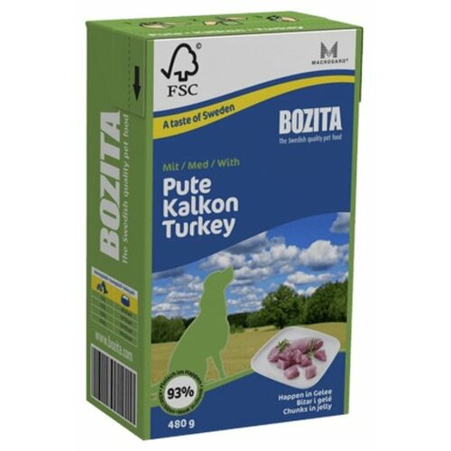 Bozita Tetra Pak Naturals Turkey Корм для Собак Кусочки в Желе с Индейкой 6х370гр