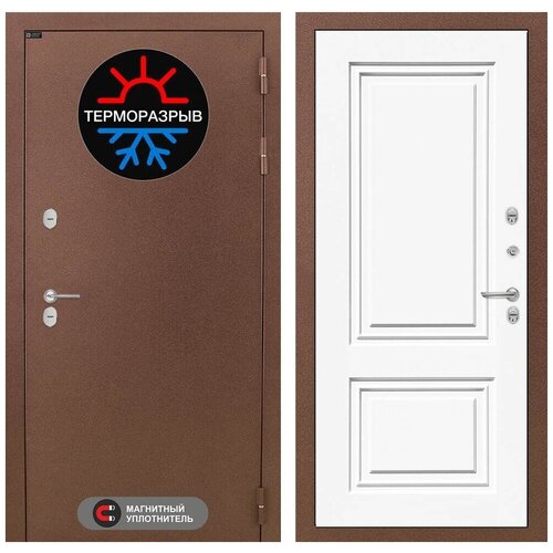 Входная стальная дверь для дома TERMOMAGNIT с терморазрывом с внутренней белой панелью 26 эмаль RAL 9003, размер по коробке 960х2050, левая входная дверь с терморазрывом аргус аляска 1 терморазрыв 2050x870 левая