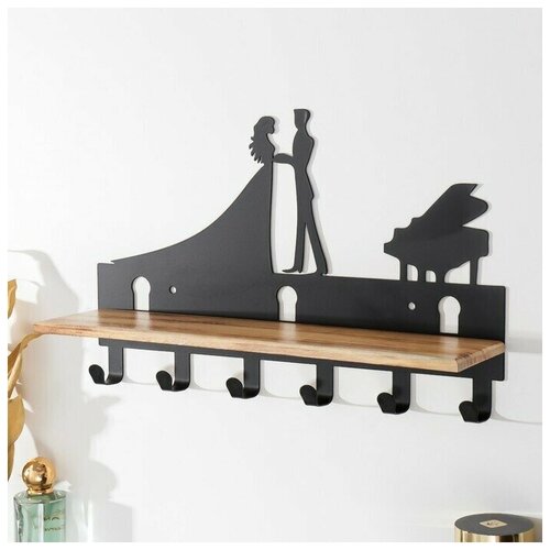 Крючки декоративные металл Танцующая пара у рояля чёрный 24х95х37 см 3917₽