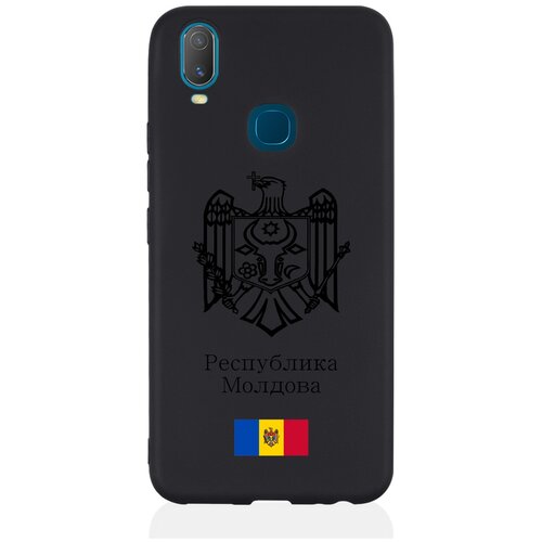 Черный силиконовый чехол для Vivo Y11 Черный лаковый Герб Республики Молдова/ Герб Молдавии