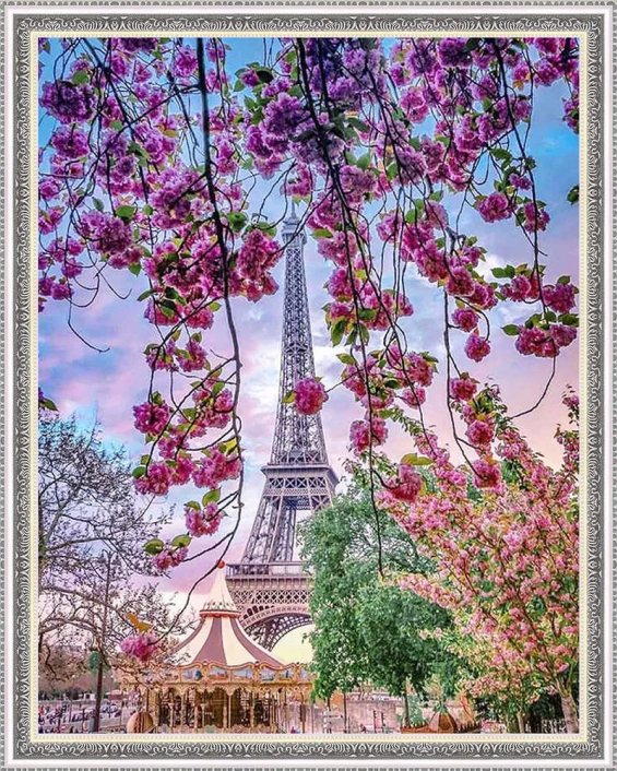 Алмазная мозаика OTG6089 "Весенний Париж" круглые стразы 40х50 см