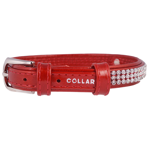 фото Ошейник COLLAR Brilliance полотно стразы 3025/3155/3156 27-36 см красный