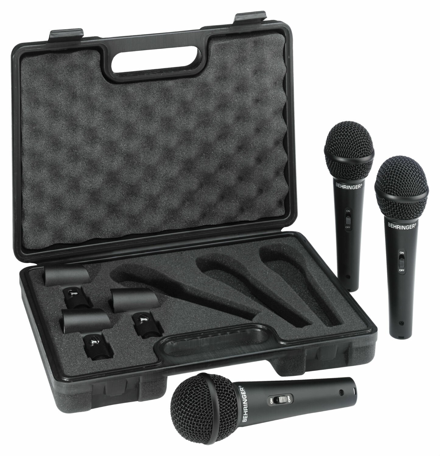 BEHRINGER XM1800S набор из 3-х динамических микрофонов (суперкардиоида) в комплекте с держателями и транспортным кейсом
