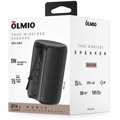 Колонка Bluetooth Olmio Splash BS-02 черная