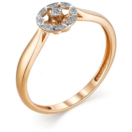 фото Алькор кольцо с 9 бриллиантами из красного золота 13257-100, размер 16.5