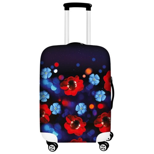 фото Чехол для чемодана Bergmann PerfectSolutions Вечерние цветы L/XL, черный/красный/голубой